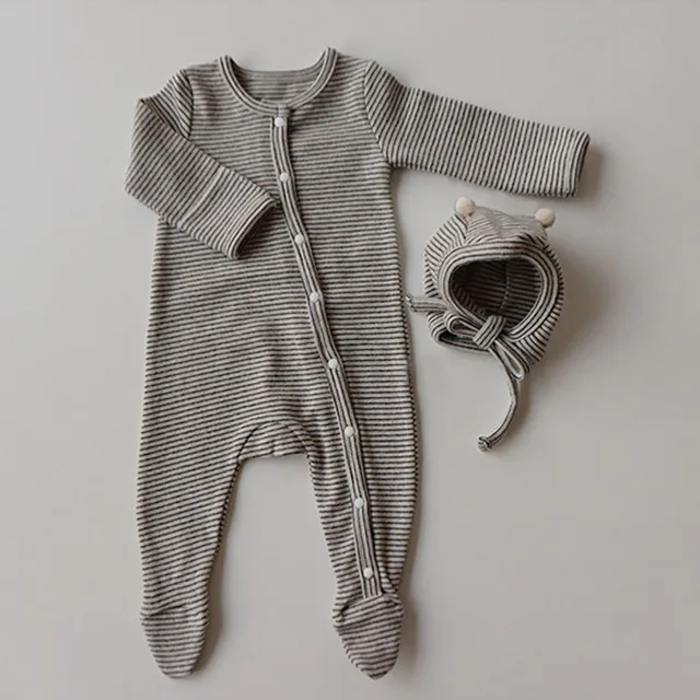 Long Sleeve Stripe Bodysuits & Hat 4