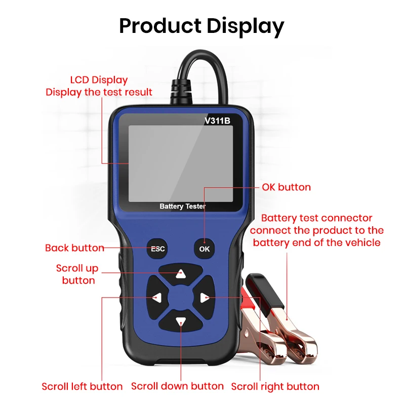 AWESAFE V311B 12 В тестер автомобильного аккумулятора анализатор заряда 2000CCA измеритель