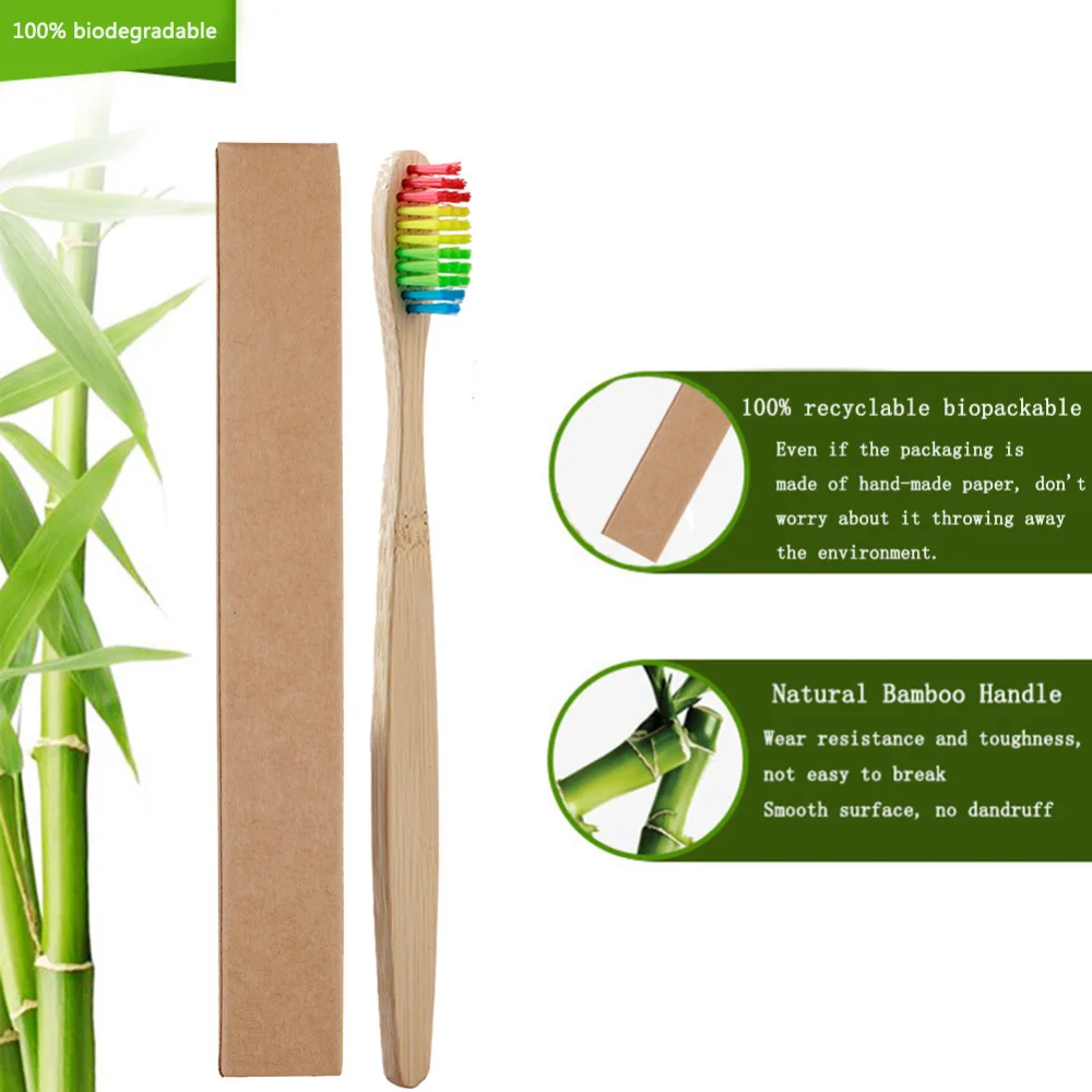 

5pcs Colorful Environment-friendly Bamboo Toothbrush Oral Care Bamboo Handle Soft Bristles Tooth brush Whitening Toothbrush
