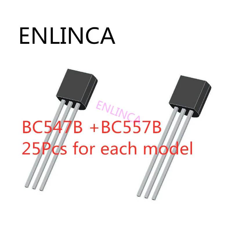 Набор транзисторов для триодов мощности TO 92 комплект BC547 + BC557 50 шт. 25 BC547B BC557B NPN