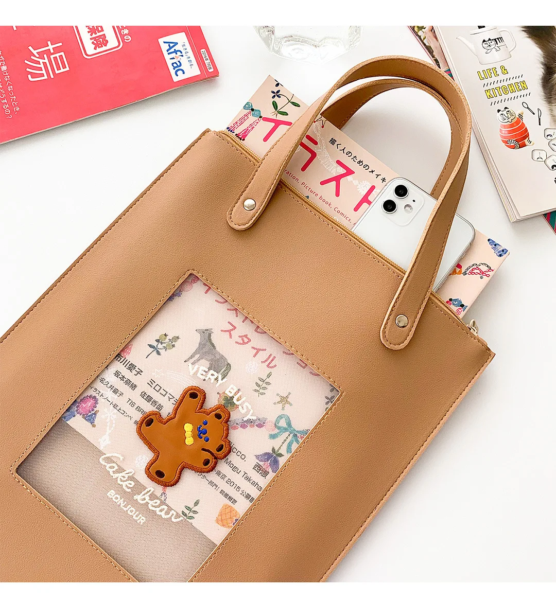 

Kawaii Bear Large A4 File Document Bag Business Briefcase Paper Organizer Tablet Laptop Bag Korean School Supplies Stationery