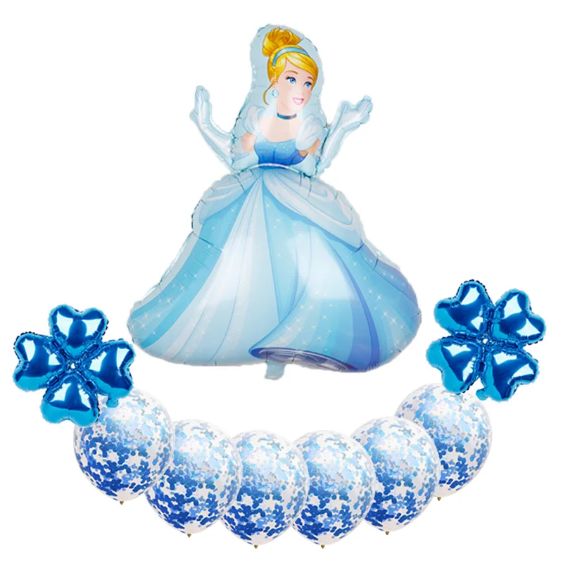 9 шт. Принцесса Девочка День рождения шары Белоснежка Аврора Ариэль Белль