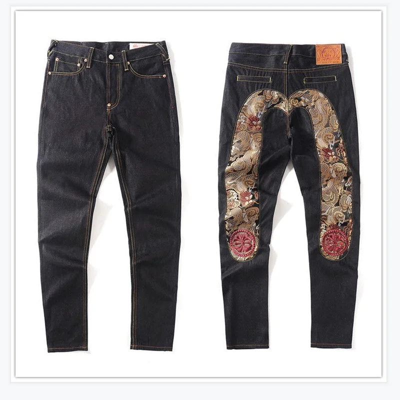 Брюки мужские прямые с вышивкой Золотого Дракона модные штаны в стиле кэжуал