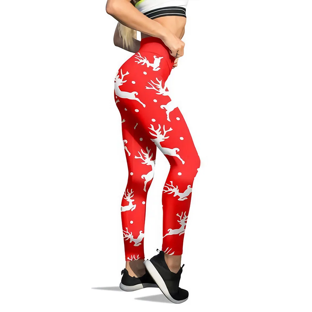 

New Christmas Elk Print Sweatpants Skinny High Waist Slim Pans Fitness Long Pants Energy Female Seamless Leggings Girl leggins