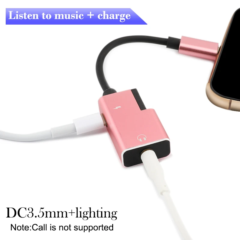 2 в 1 3 5 мм Aux + зарядное устройство разветвитель адаптер для IPhone 7 8 Plus X наушники