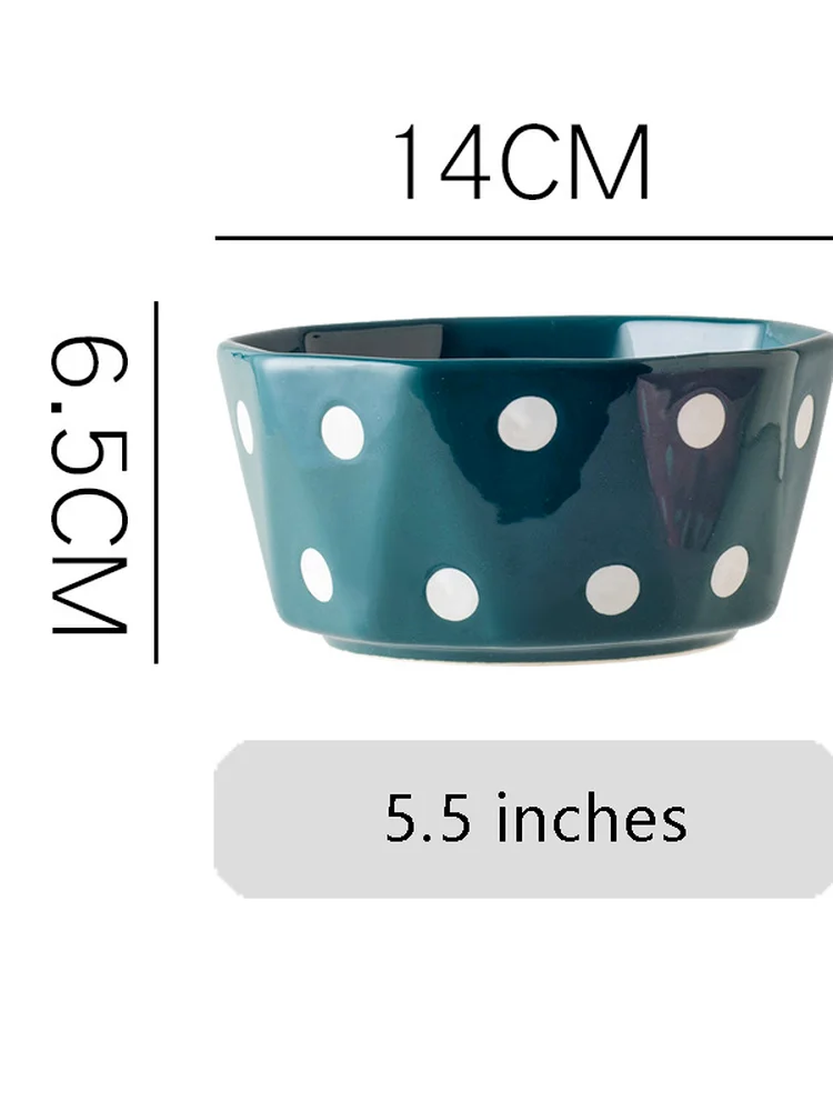 

Wave Dot Bowls And Dishes Ceramic Household Hand-painted Wave Dot Creative Ins Pasta Plate Dessert Plate Tableware