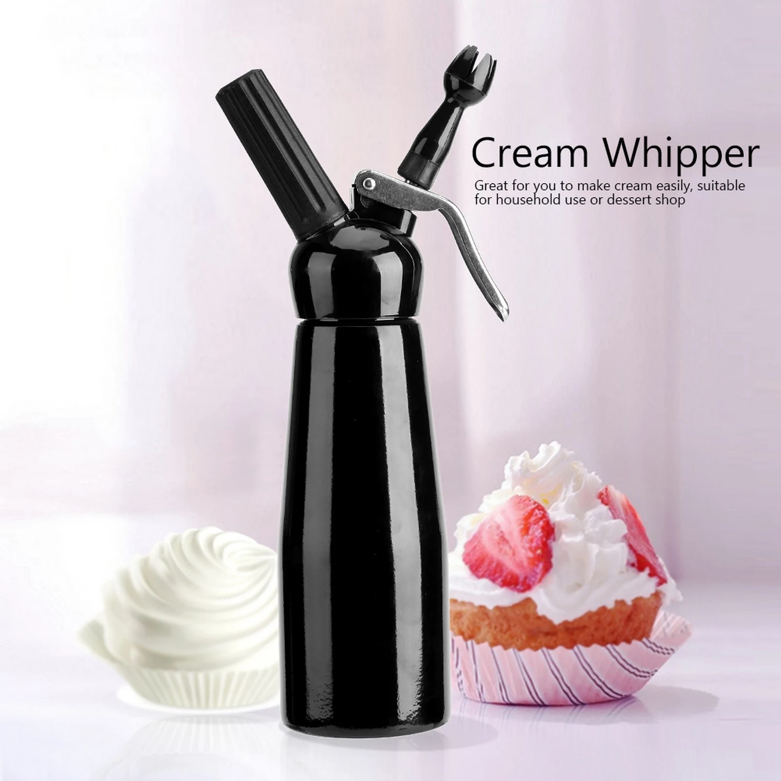 

500ML Aluminum Whipped Cream Whipped Cream Butter Dispenser Dessert Cream Whipper Foam Maker Cream Gun Siphon for Kitchen