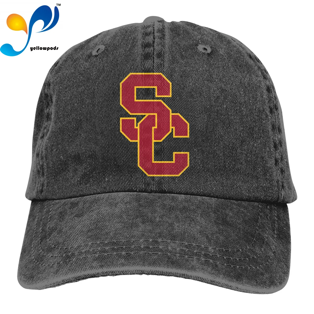 

USC Logo Baseball Hats Print 3D University Outdoor Leisure Washed Adjustable Hip Hop Hat Women Man Hats