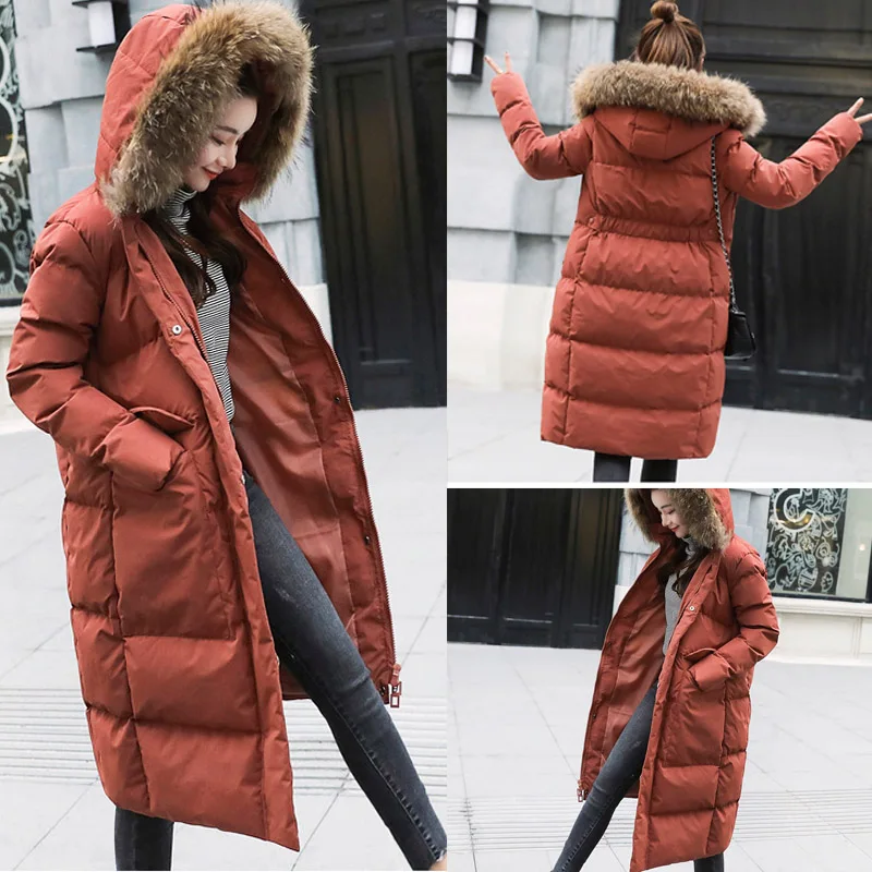 Женская парка с хлопковой подкладкой длинная пуховая куртка в Корейском стиле
