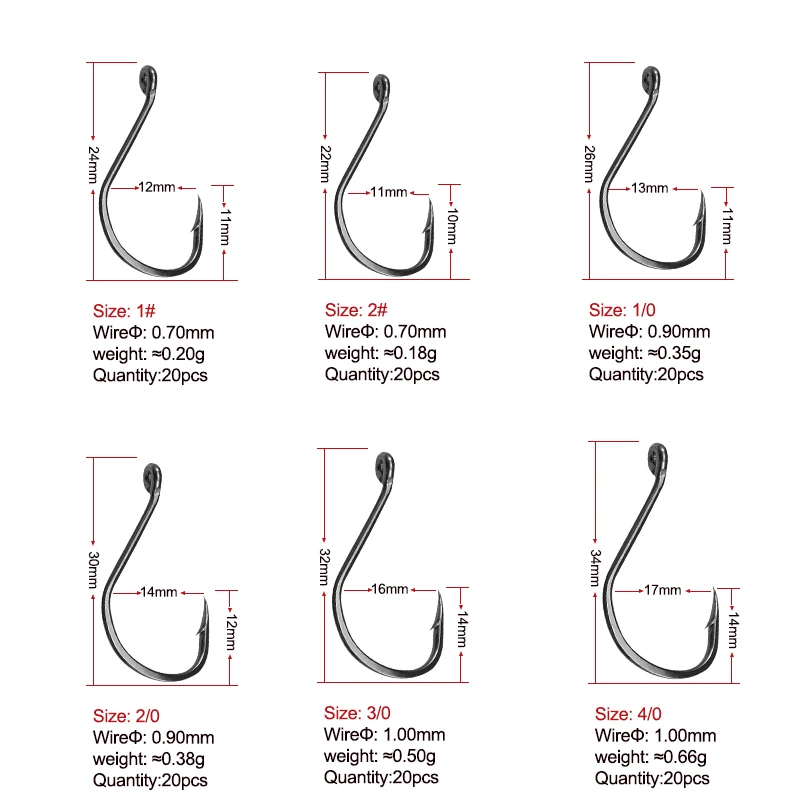 

KESFISHING Fishing Hook 1/0 2/0 3/0 4/0 High Carbon Steel Hooks For Soft Lure Sea Fishing