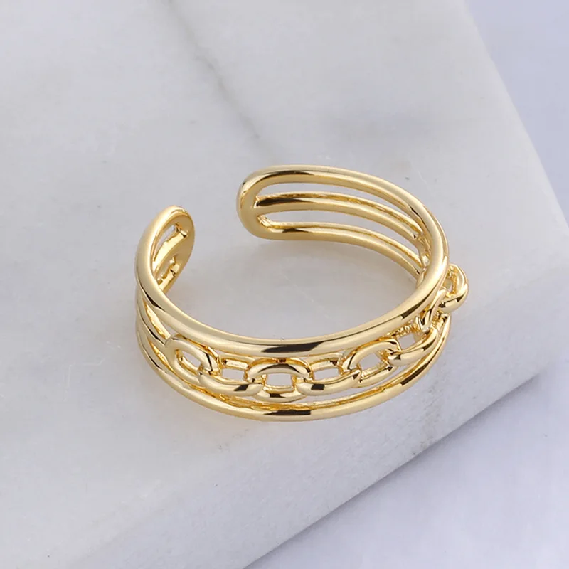 

SIPENGJEL Fashion Geometric chain shape ring Gold Adjustable Open vintage Rings for Women Wedding Jewelry 2021