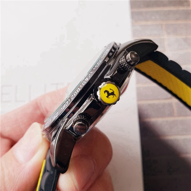 

luxury Brand watch Ferrari watch quartz movement Silicone strap All subdial working relojes para hombres relojes watch for men