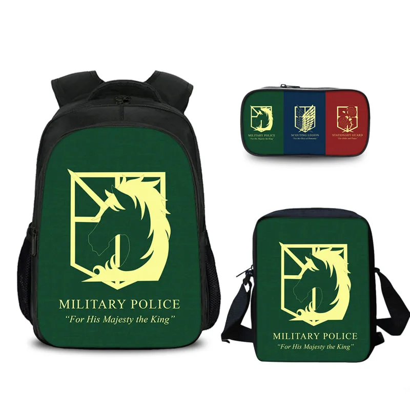 Набор из 3 предметов с принтом атака на титанов школьный ранец плечо для учеников