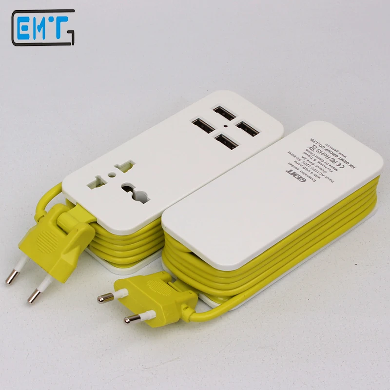 Универсальная Мини Портативный удлинитель европейская вилка с 4 USB порт QC2.2