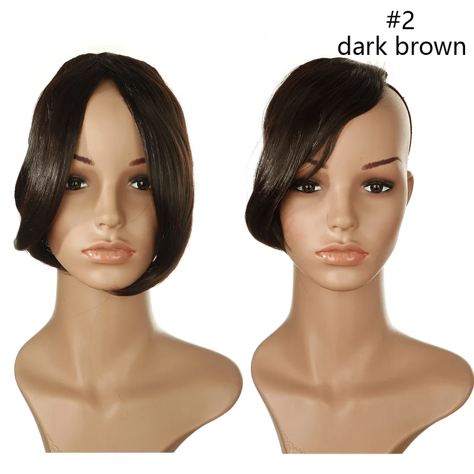 dark brown SNOILITE, средняя часть, челка, имитация челок, волосы, синтетические, коричневые, черные, на заколках, для наращивания, челка, бахрома для женщин - Цвет: dark brown
