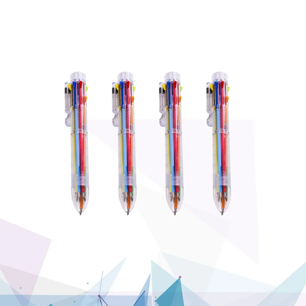 

8 Pcs Multicolor Ballpoint Pen 8 in 1 Retractable Multi-function Press Ballpoint Pen Creative Cartoon Transparent Pens fo
