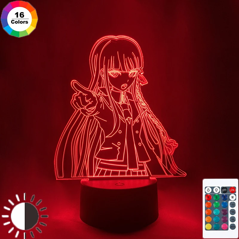 

16 цветов Пульт дистанционного управления Danganronpa V3 Kyoko Kirigiri 3D светодиодный Ночник светильник для декора комнаты детский подарок на день рожд...