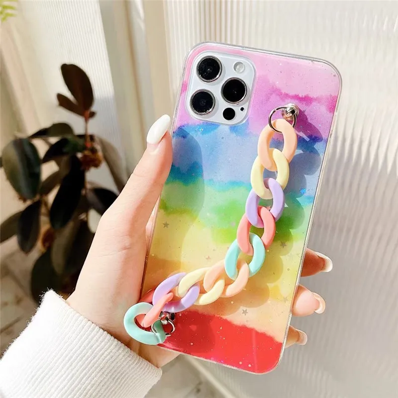 Чехол для телефона Samsung Galaxy S10 lite A51 A71 A70 A50 S20 Ultra A91 A20 A30S A7 2018 блестящий с радужными