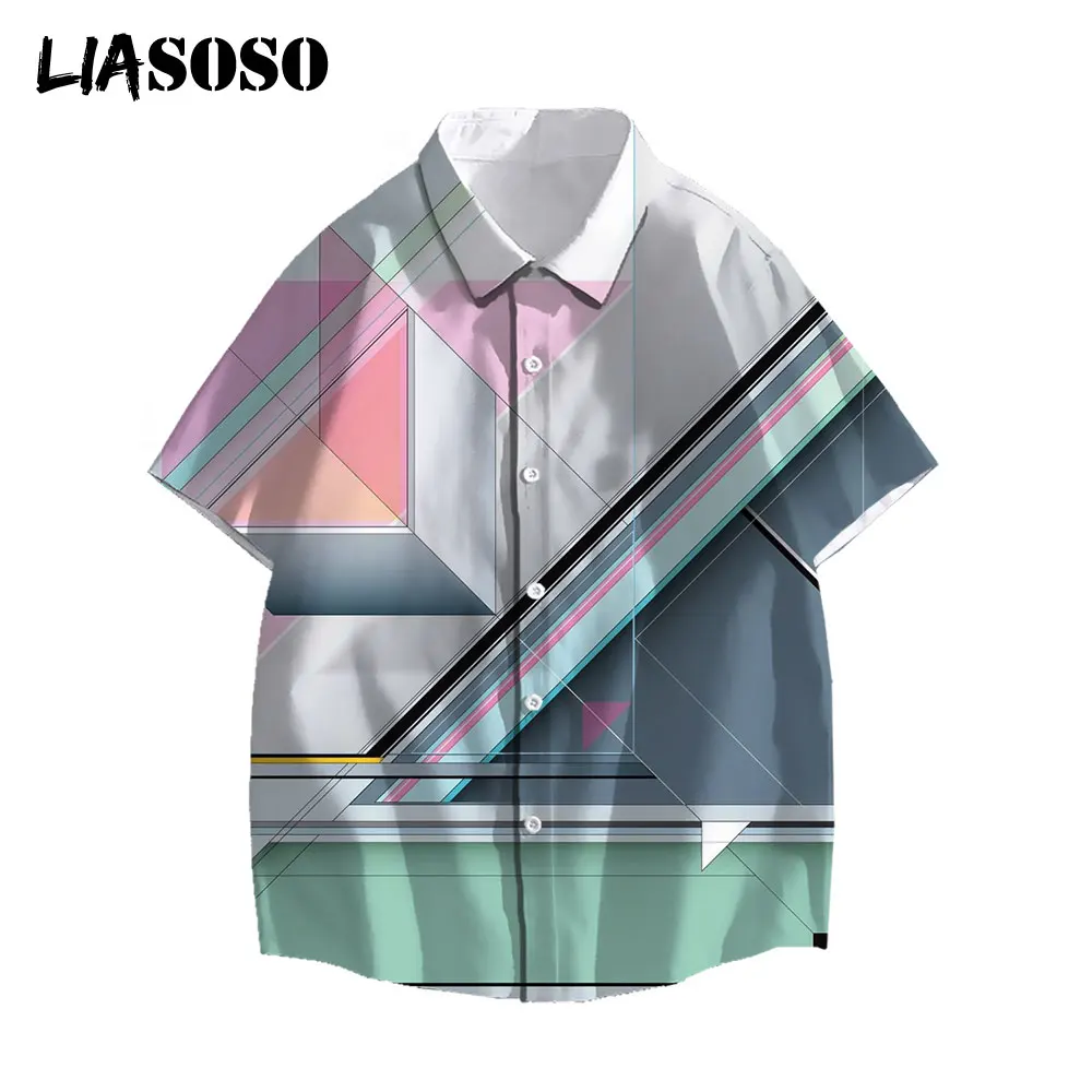 

LIASOSO 2021 Men Women 3D Print Geometry Three-Dimensional Graphic Casual Shirts Streetwear Hawaiian Shirts Unisex Clothing
