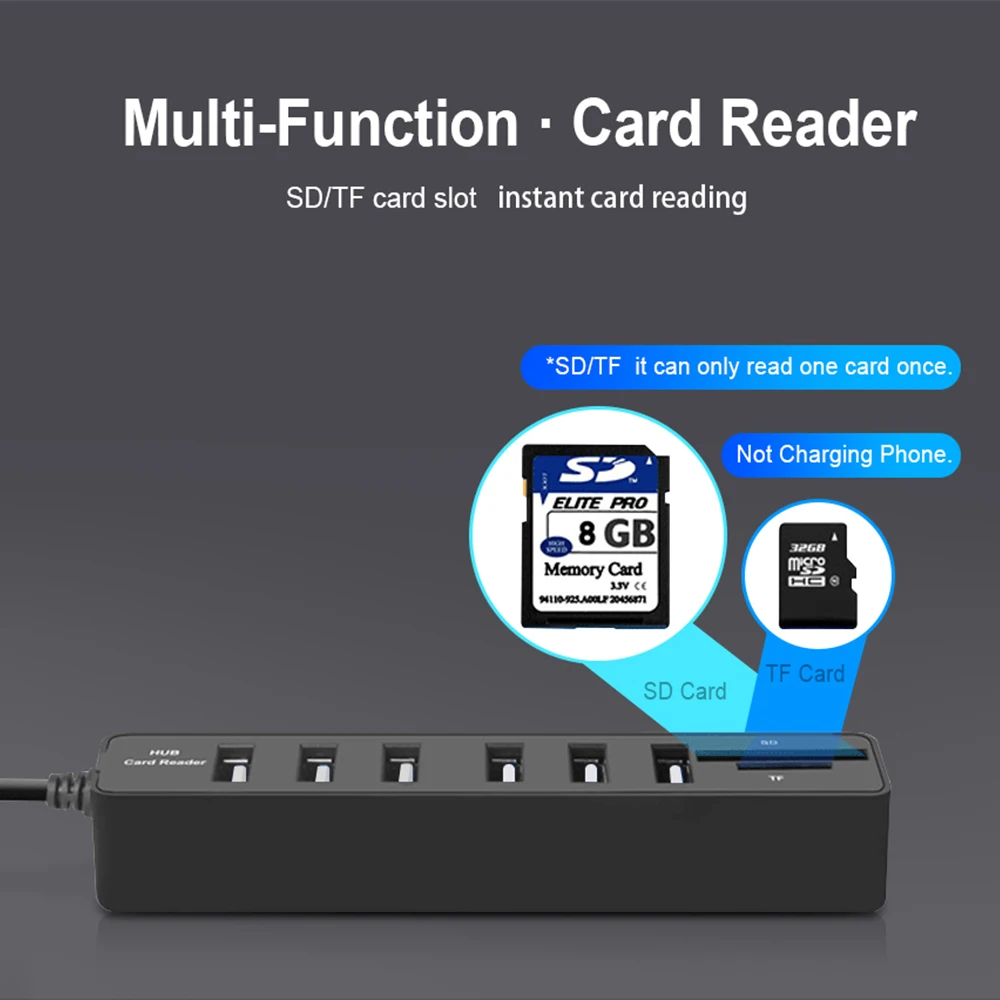 Hub USB Splitter High Speed 3 / 6 Hab TF SD Card Reader For PC Computer Accessories | Электроника