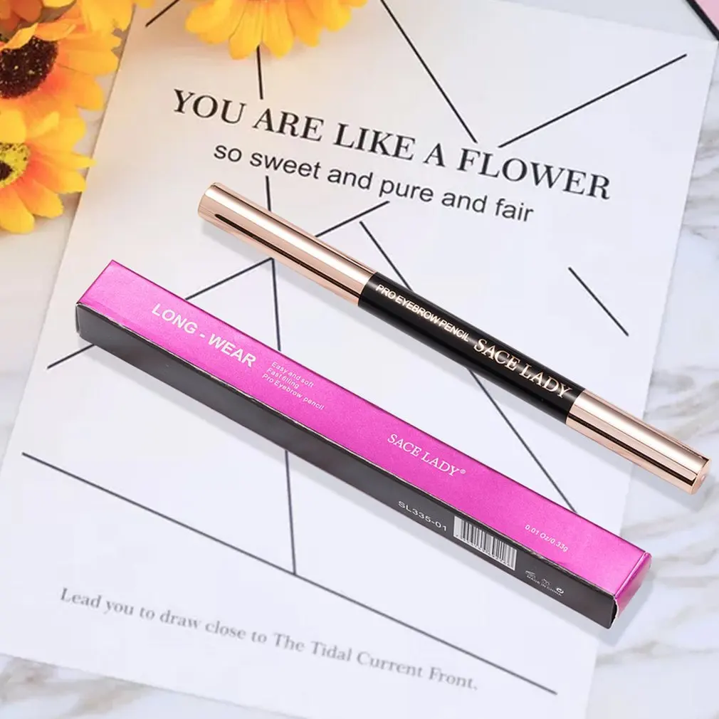 

4 Colors Double-head Automatic Rotating Eyebrow Pencil Waterproof Lasting No Blooming Natural Eyebrow Tattoo Pencil Makeup