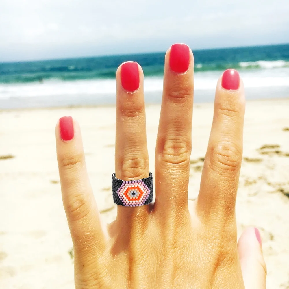 

Go2boho Lucky Finger Ring For Women Jewelry 2020 Fashion Miyuki Seed Beads Jewellery Handmade Turkish Evil Eye Rings Wholesale