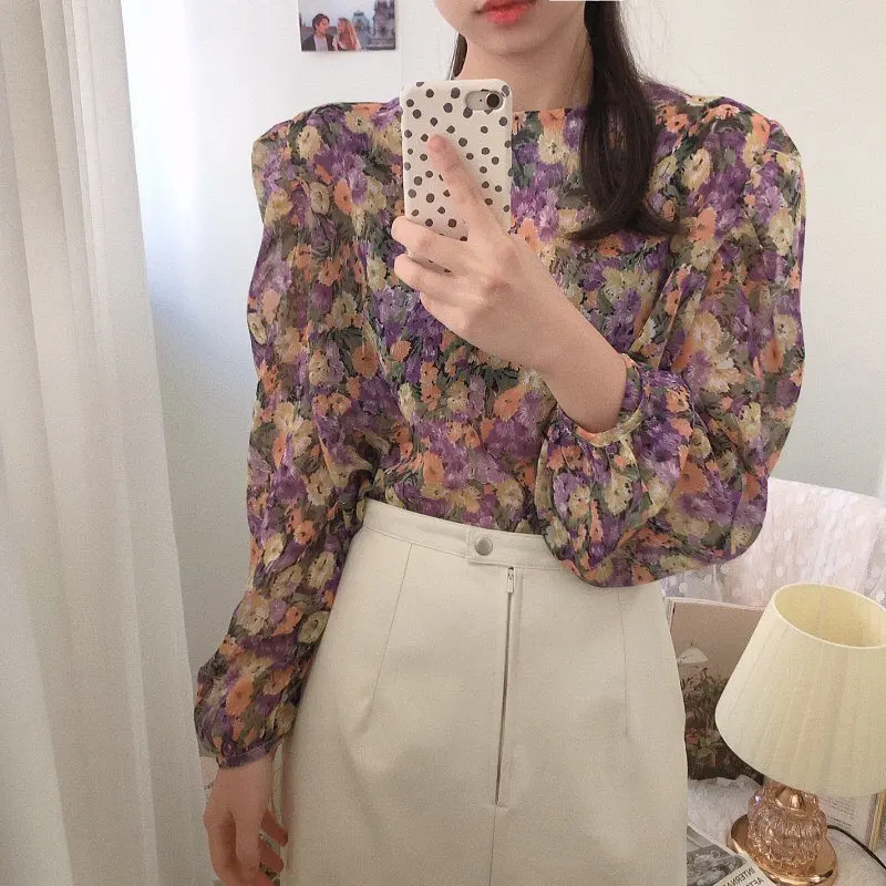 Alien Kitty Romance Florals Chic Fashion Print 2020 элегантные офисные женские блузки милые винтажные