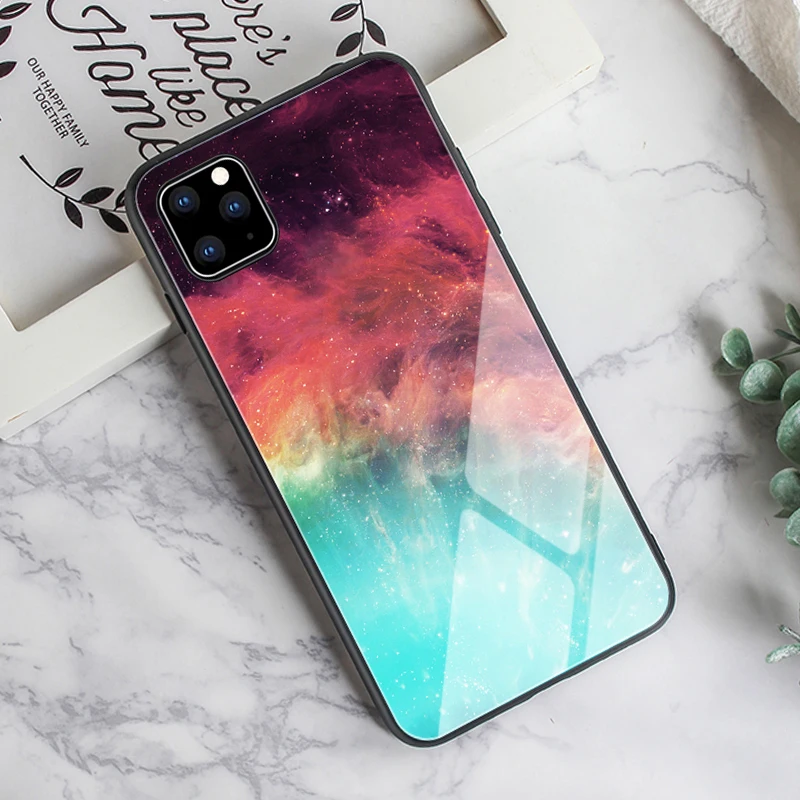 Auroras для iPhone 11 Pro Чехол из закаленного стекла с принтом перьев для Apple iPhone 11 11 Pro Max чехол s
