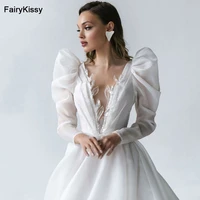 fairykissy sexy wedding dresses deep v neck appliques bridal gown tulle floor length a line princess wedding ball gown plus size