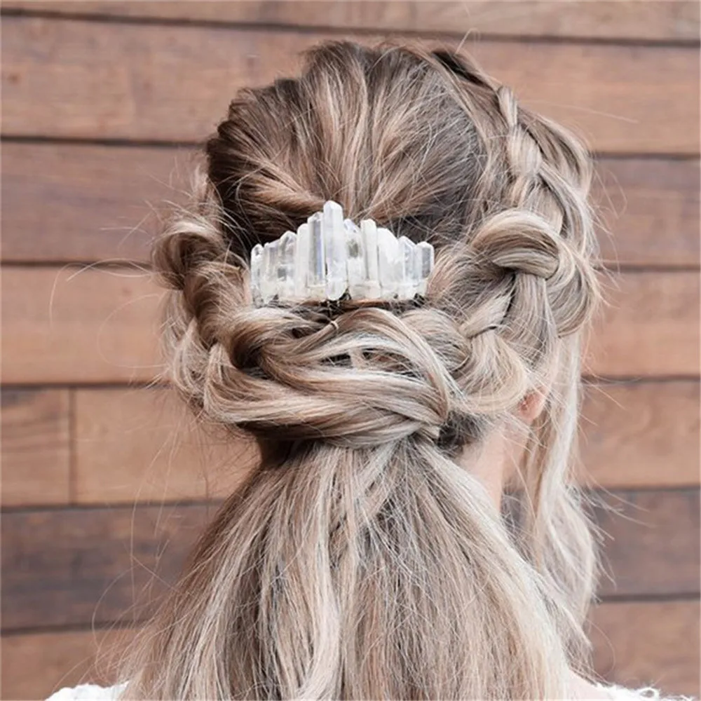 Изысканная Корона Стрекозы с кварцевым кристаллом ауры Натуральный