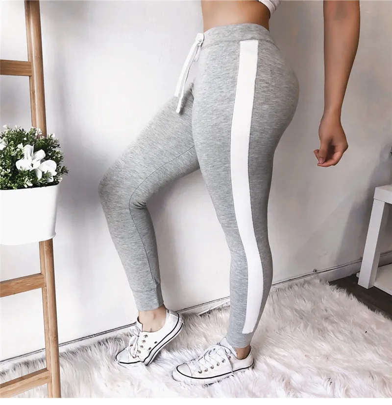

Women Sport Pants Side Stripe Sweatpants Gym Joggers Patchwork Style Drawstring Trousers Sport Pants Female Body Building Pants