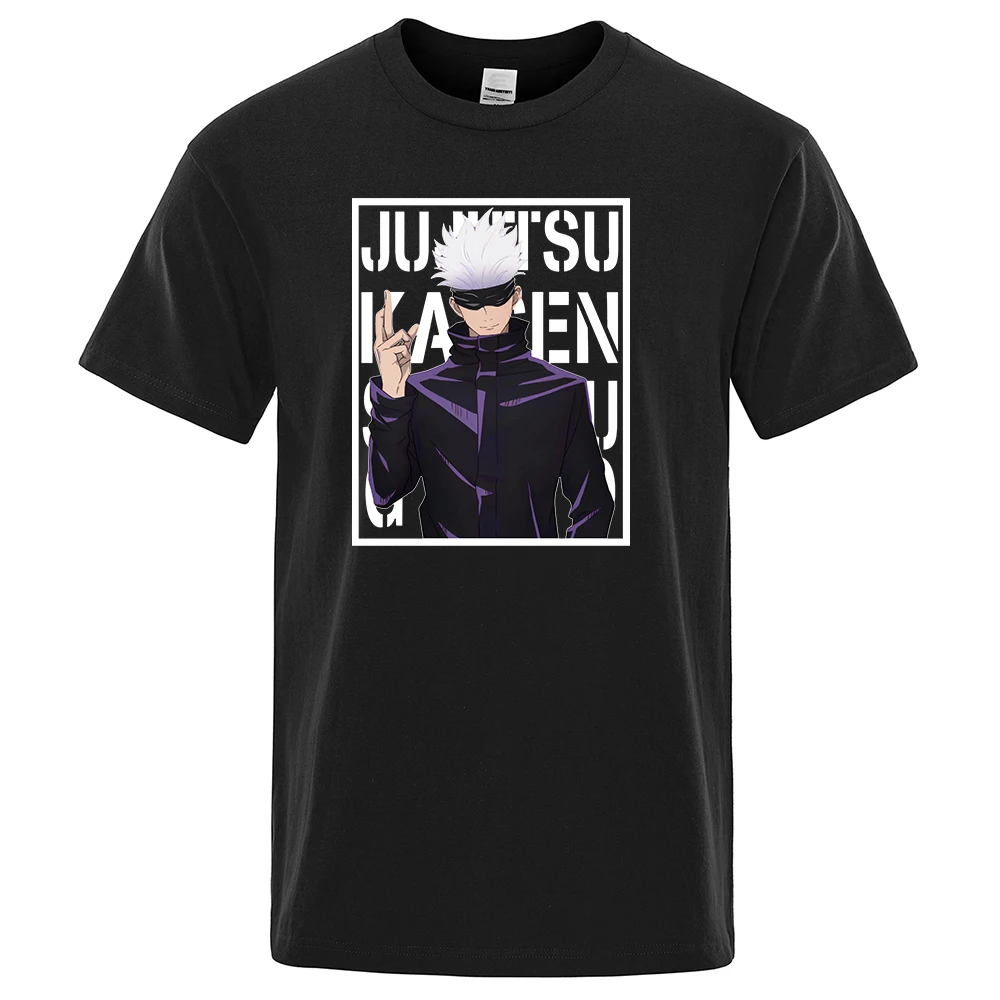 

Jujutsu Kaisen Anime Satoru Gojou Prints T-Shirt For Men Vogue O-Neck T-Shirt Fashion Vintage Clothing Casual Loose Man Tshirt