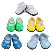 18 inch girls doll shoes round toe leather shoes with buckle pu american newborn shoe baby toys fit 43 cm baby dolls s57