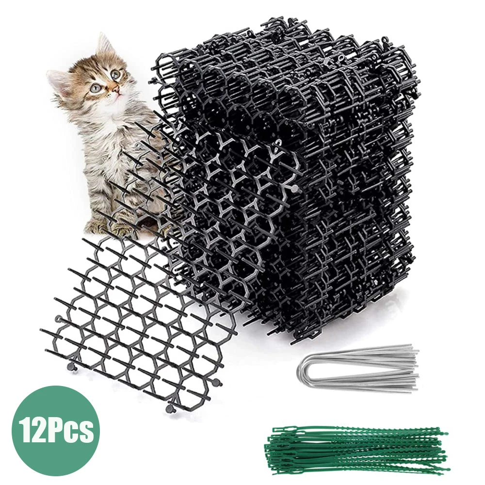 

12Pcs Garden Anti Cat Mats Dog Cat Scat Repellent Prickle Strips Keep Cats Away Plants Flower For Garden Indoor Garden Supplies