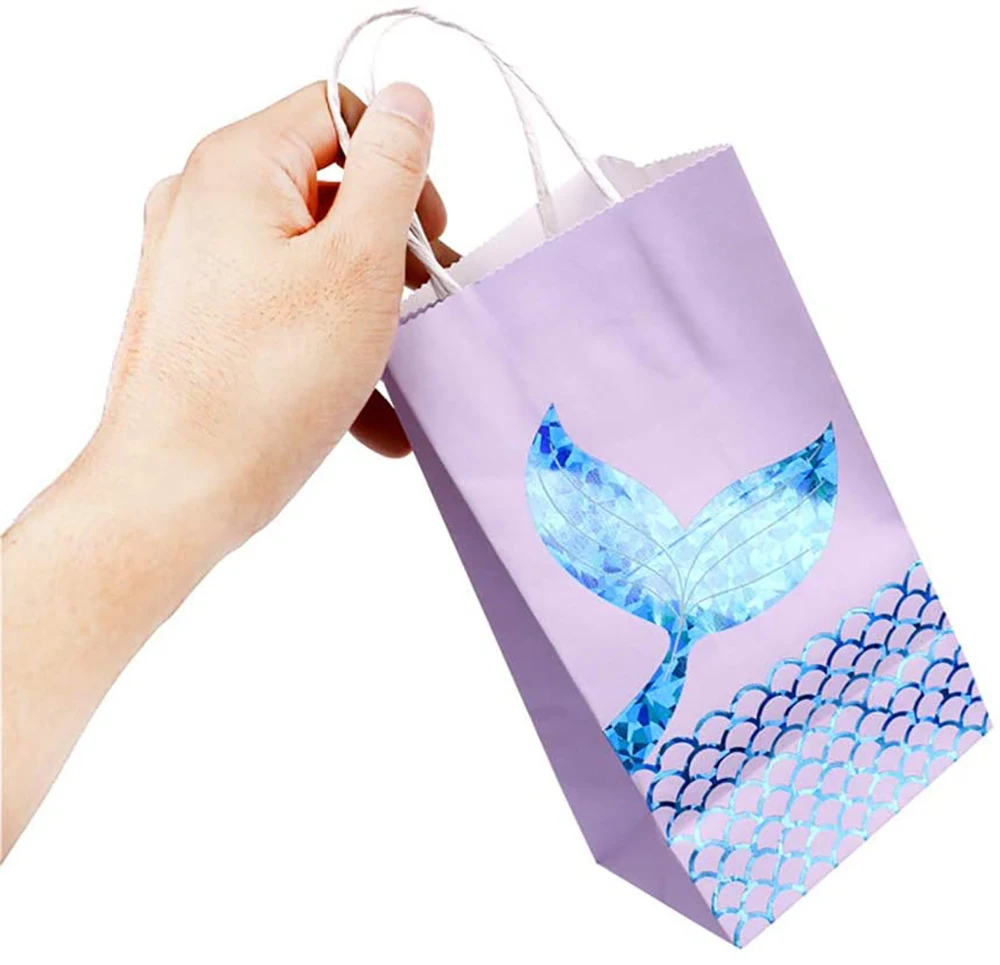 6 шт. бумажные подарочные пакеты в виде хвоста Русалочки | Дом и сад