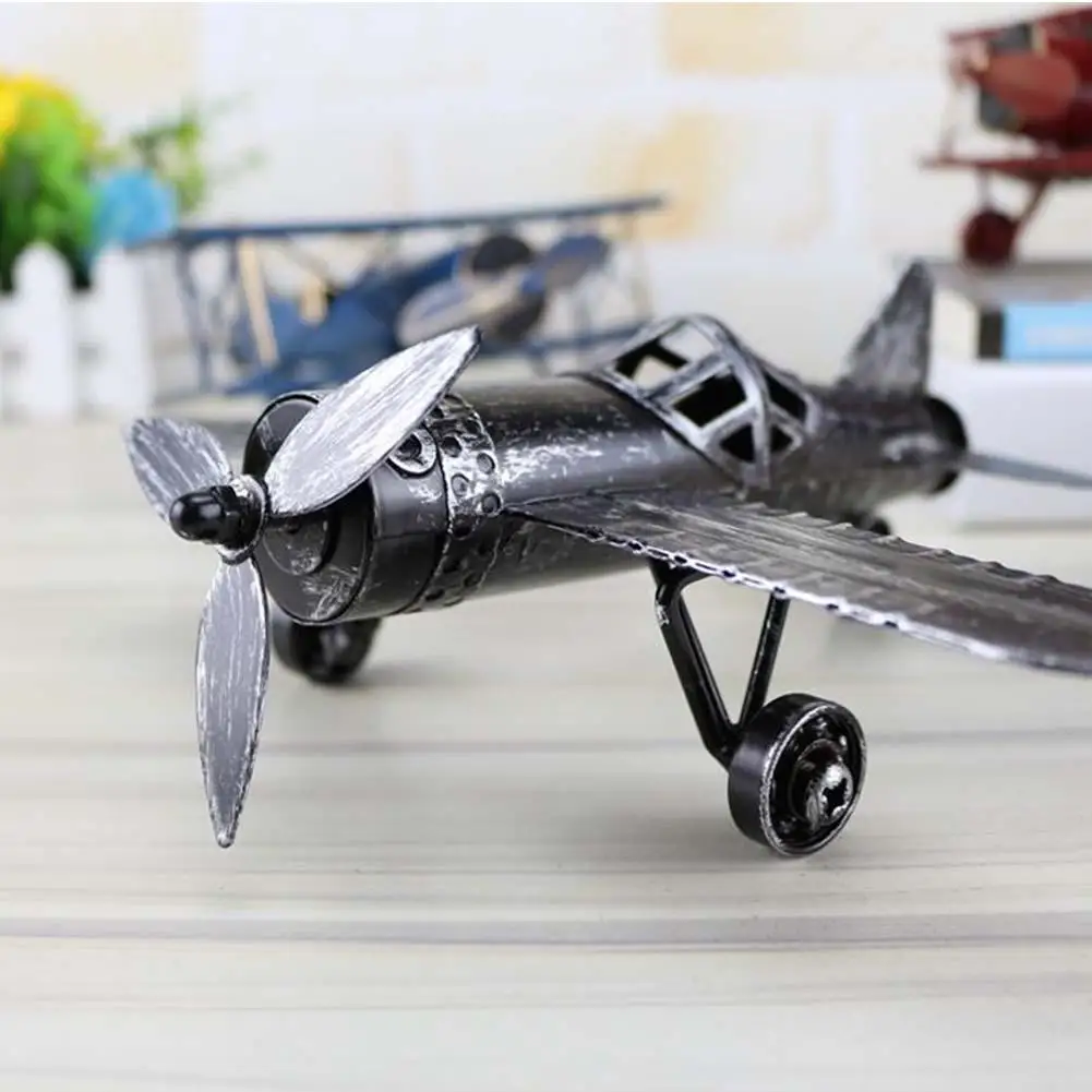 

DishyKooker Home Decoration Ornament Vintage Handcraft Iron Aircraft Fashionable Model Desktop Decoration