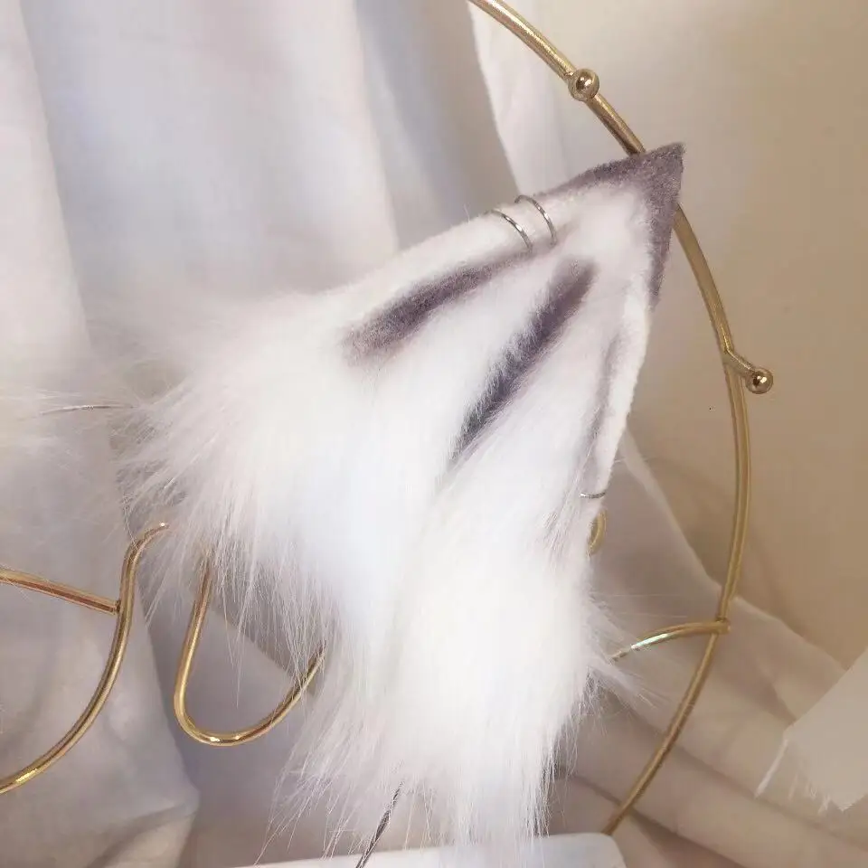 

lovely Headwear Original Taking pictures Cosplay emulation Arctic wolf Ear Hair Hoop and lolita Animal Tail for Animal Props
