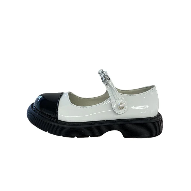 

Pearl Platform Lolita Shoes Women Mixed Color Patent Leather Mary Jane Shoes Elegant Girls College Student Flats Cosplay