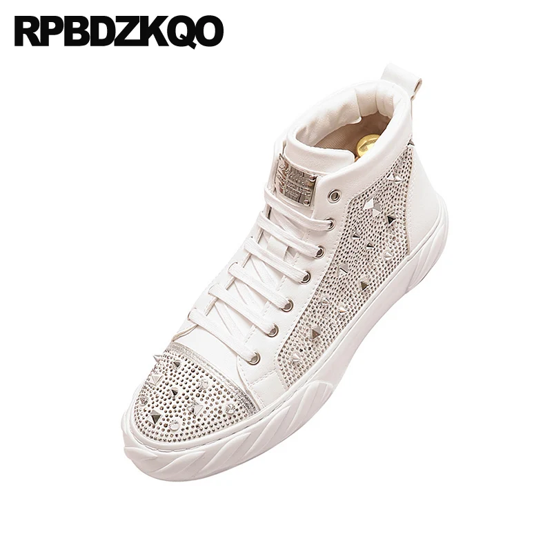 Мужские итальянские повседневные туфли бренда Стразы на шнуровке белый уличный