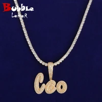 custom name cursive letters pendants necklaces mens zircon hip hop jewelry