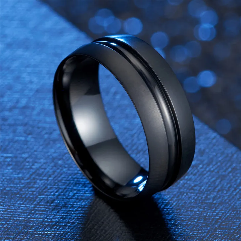 Модное мужское кольцо из вольфрамовой стали в стиле панк матовый синий/Новинка