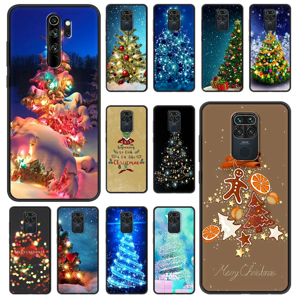 

Tree Merry Christmas Fundas Case For Redmi Note 10 9 9s 8 8T 7 Pro K40 Shockproof Bag Soft Cover For Redmi 9A 9C 8 8A Shell TPU