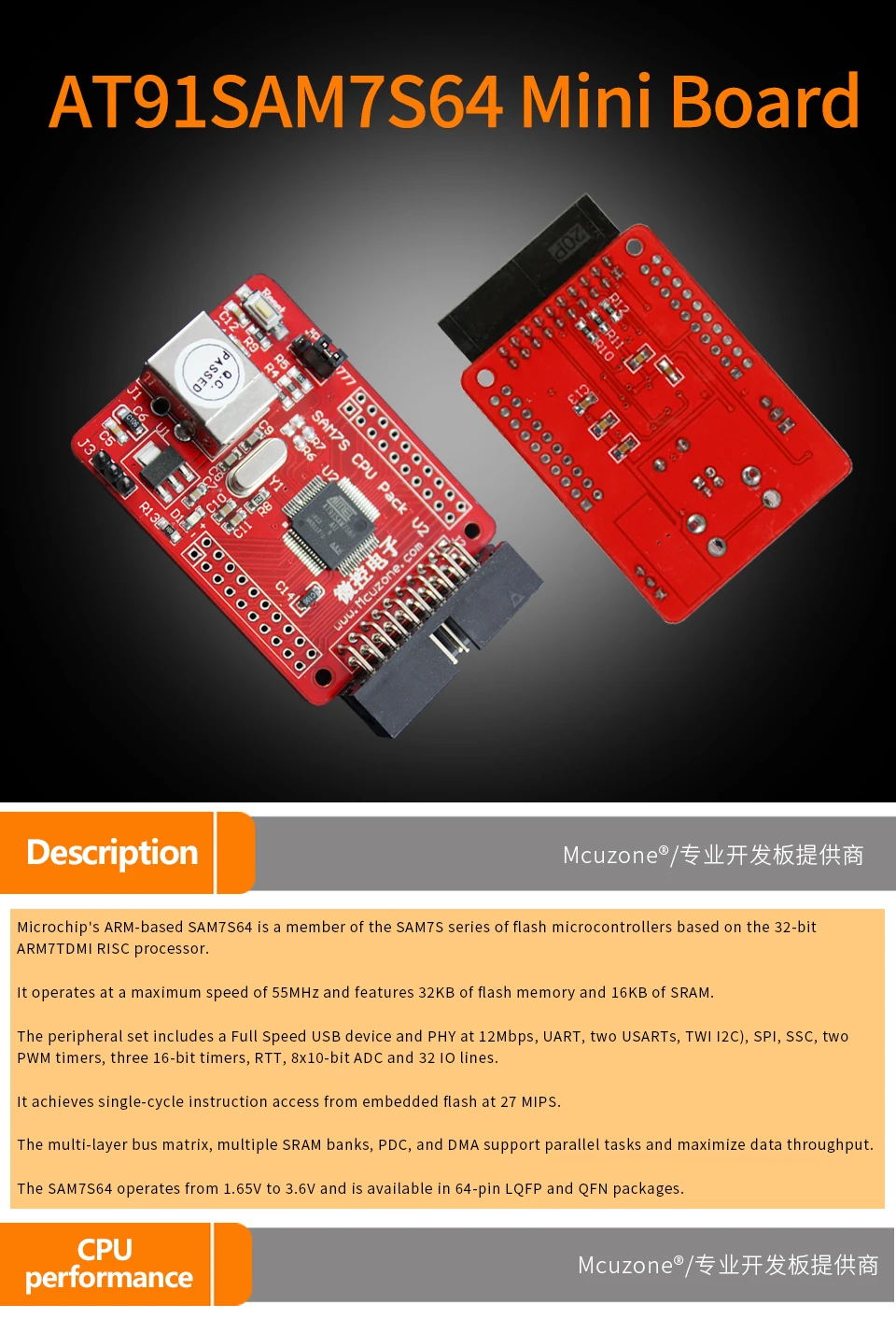 AT91SAM7S64 мини-плата ARM7 development Kit SAMS764 7S64 JTAG USB ATMEL микрочип
