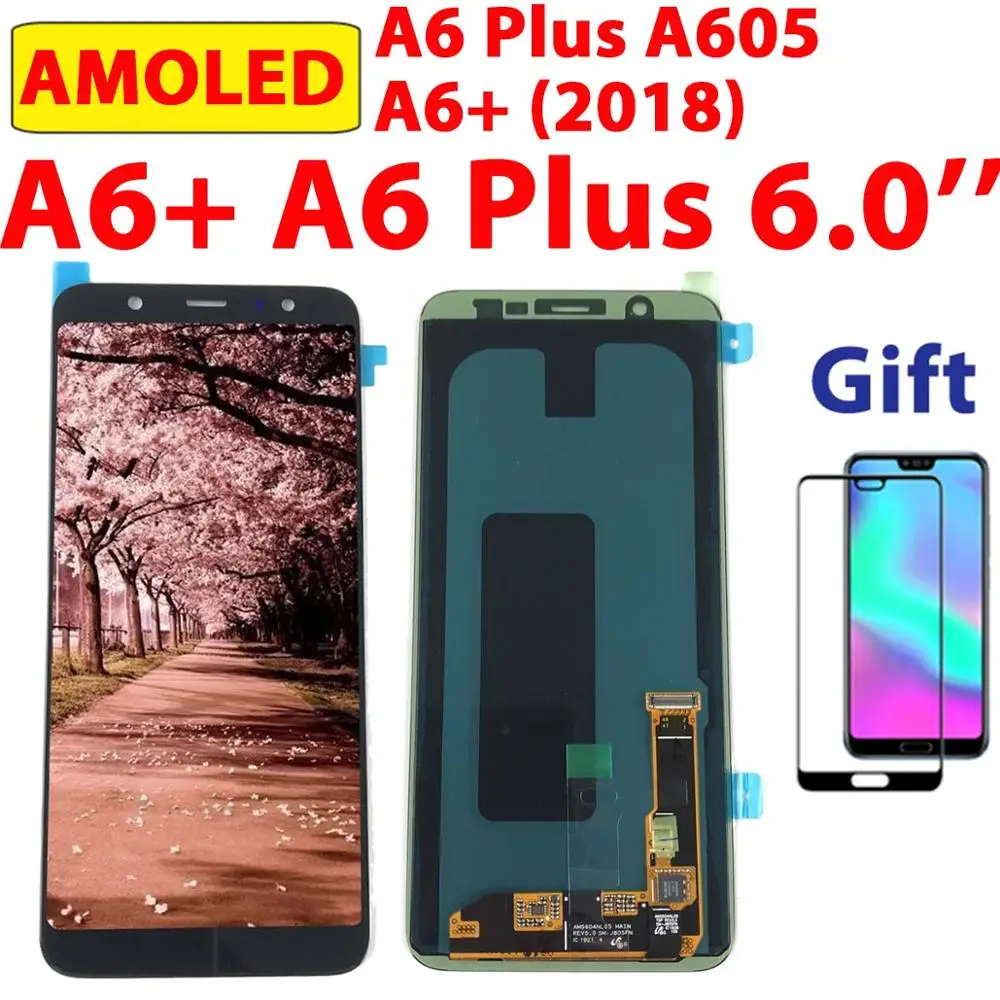 100% тест AMOLED A605 для Samsung Galaxy A6 + 2018 сенсорный экран дигитайзер ЖК дисплей SAMSUNG Plus