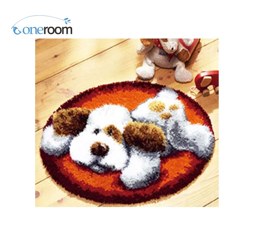 

ZD023 lovely dog Hook Rug Kit DIY Unfinished Crocheting Yarn Mat Latch Hook Rug Kit