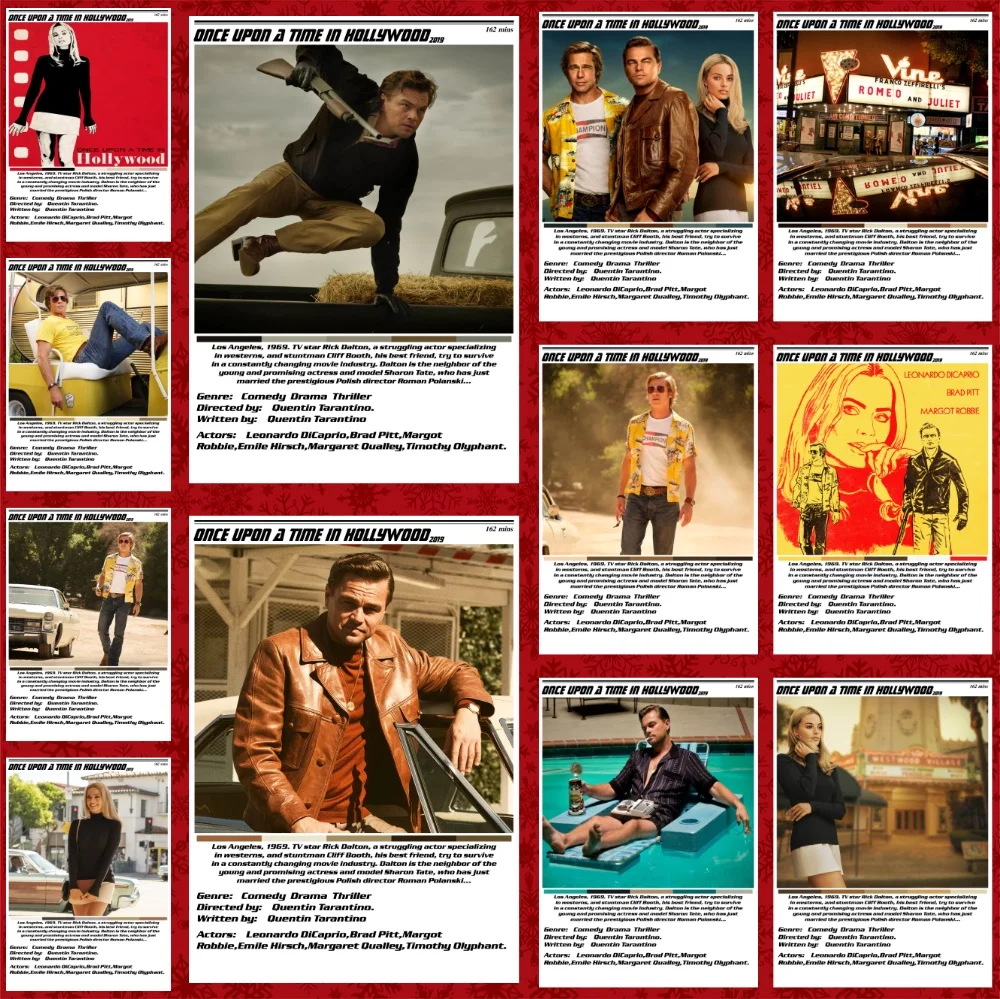 

Quentin Tarantino Once Upon a Time in Hollywood MoviePolaroid Style Minimalist Poster Wall Decor For Wall Sticker Decor