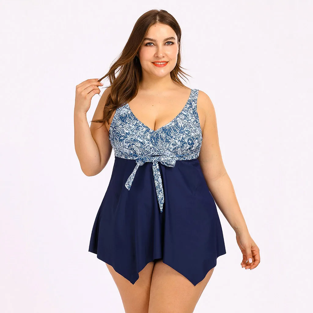 Комплект бикини с цветочным принтом и бантом большого размера сексуальная юбка v