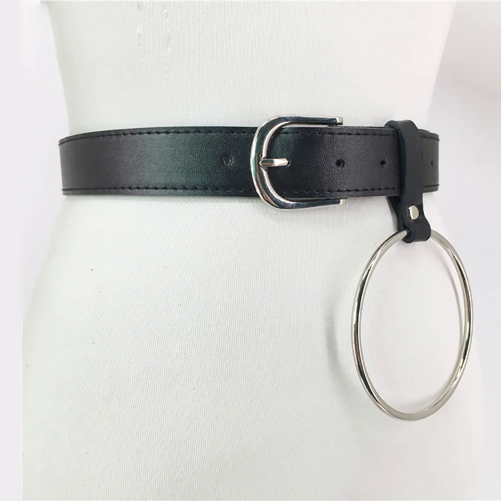 UYEE Leather Belt Edgy For Women Pastel Goth Fashion Leather Harness Leg Cage Body O-ring Belt Adjustable Waist Harness Punk Top