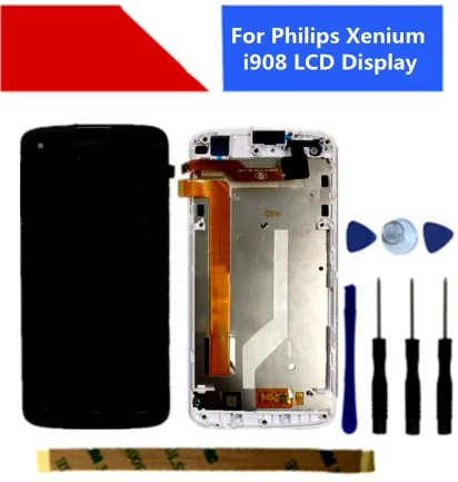 С рамкой для Philips Xenium i908 ЖК дисплей Дисплей + кодирующий преобразователь