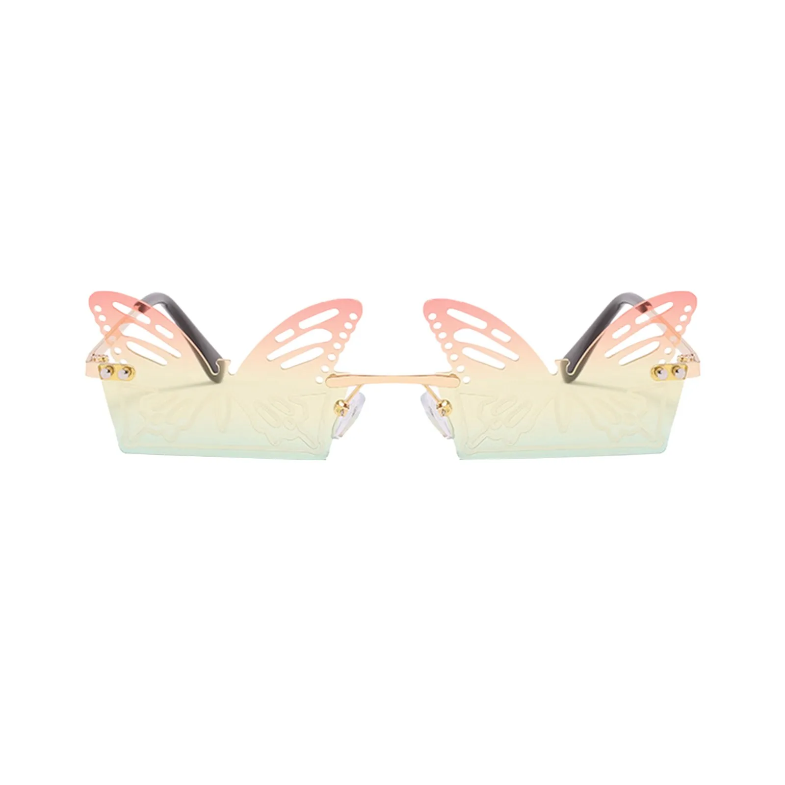 

2021 Butterfly Rimless Sunglasses Women Ocean Lens Sun Glasses Oversize Fashion Metal Shades Sunglasses UV400 Glasses Oculos